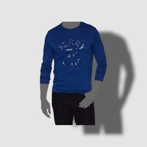 Perry Ellis Men's Blue Graphic Long Sleeve Shirt